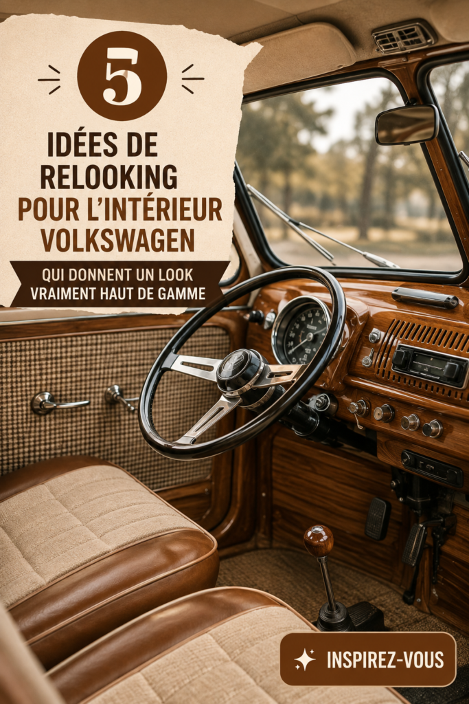 Intérieur chic d'une Volkswagen, avec des détails élégants et des accessoires pratiques.