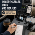 Des accessoires de voiture sur un tableau avec des éléments de confort et de sécurité