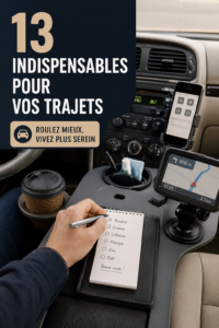 Des accessoires de voiture sur un tableau avec des éléments de confort et de sécurité