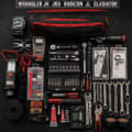 Outils de réparation soigneusement disposés pour un kit de 4x4.