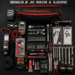 Outils de réparation soigneusement disposés pour un kit de 4x4.