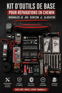 Outils de réparation soigneusement disposés pour un kit de 4x4.