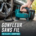 Compresseur sans fil DMP180 de Makita, outil idéal pour le gonflage des pneus.