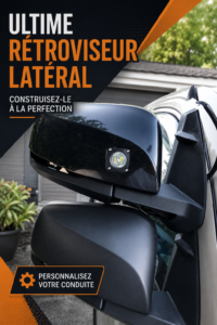 Un miroir latéral bien ajusté sur un véhicule professionnel, mettant en avant la sécurité et la visibilité.
