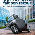 Véhicule Carver dans un environnement urbain, symbole de mobilité durable.