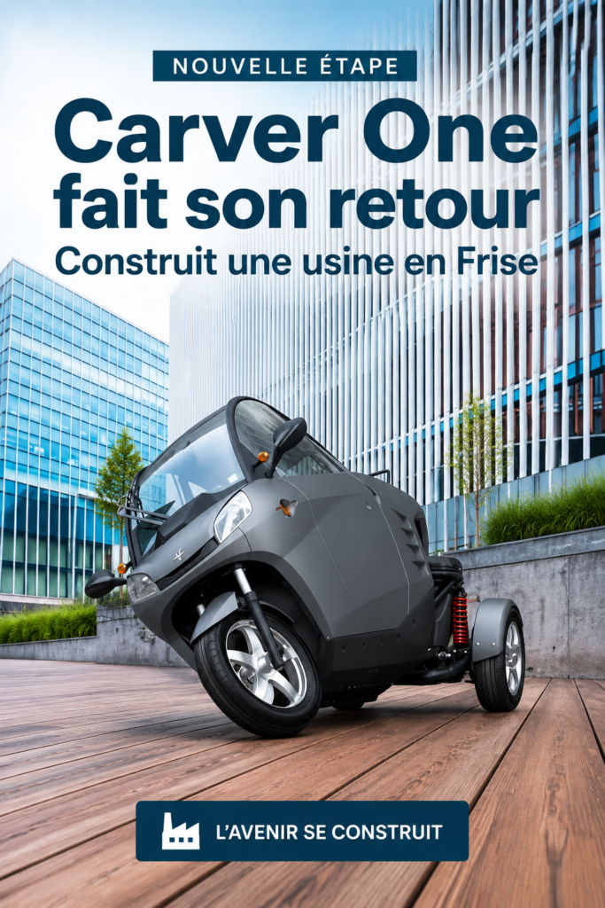 Véhicule Carver dans un environnement urbain, symbole de mobilité durable.
