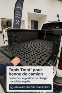 Aperçu d'un camion équipé du matelas Tmat® avec un espace de chargement organisé.