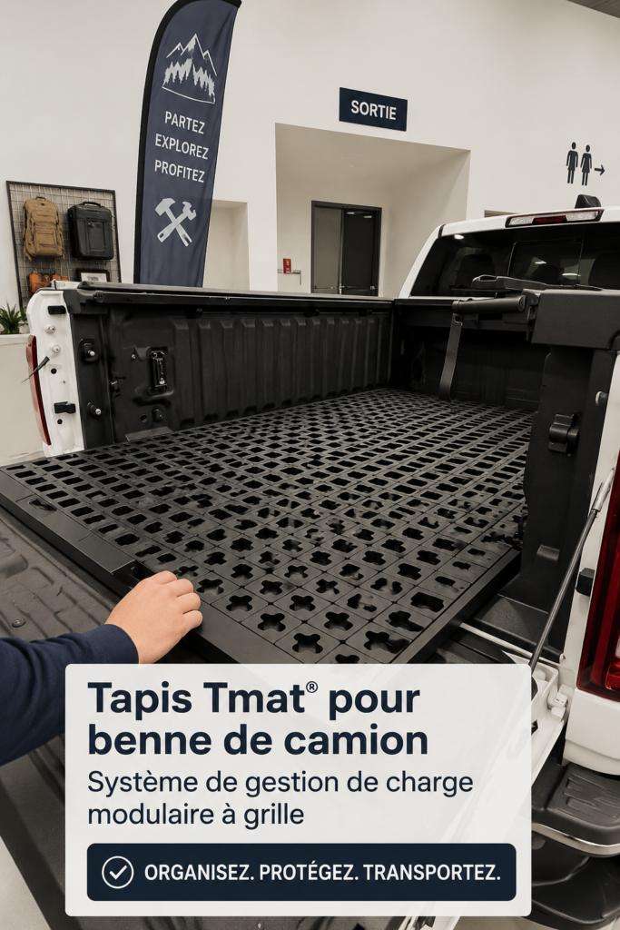 Aperçu d'un camion équipé du matelas Tmat® avec un espace de chargement organisé.