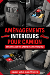 Espace intérieur d'un camion organisé avec des bacs de rangement pour un accès facile aux outils.