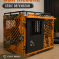 Caisse de chien personnalisée avec des motifs colorés et un design unique