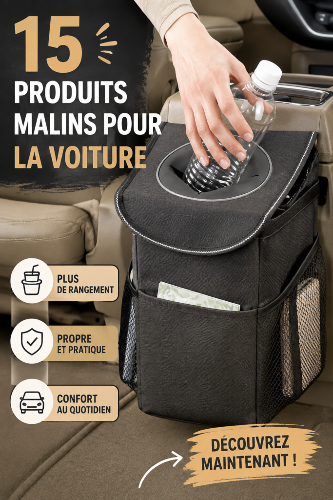Accessoires pratiques pour voiture, présentés sur un fond clair