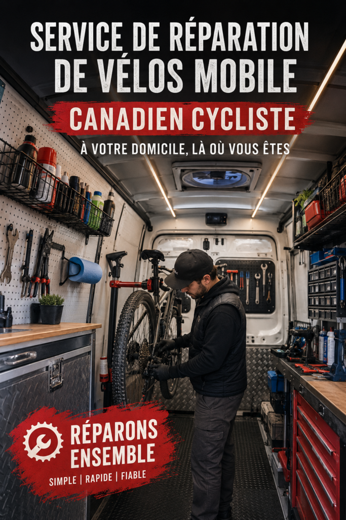 Une femme heureuse faisant réparer son vélo à domicile par un professionnel