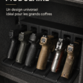 Support modulable installé dans un véhicule professionnel pour un rangement efficace