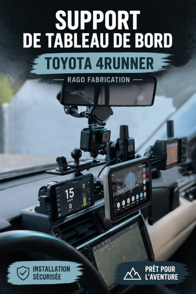 Tableau de bord optimisé d'une Toyota 4Runner avec accessoires pratiques.