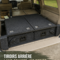 Tiroirs arrière installés dans un Land Cruiser 100, offrant un espace de rangement pratique