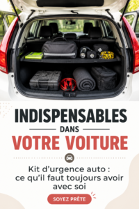 Trousse de secours automobile ouverte avec des essentiels bien organisés pour la sécurité routière