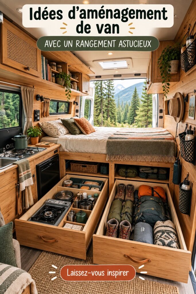 Aménagement intérieur d'un van avec rangement intelligent