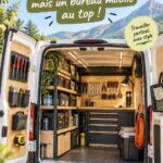 Espace de travail mobile bien aménagé dans un véhicule