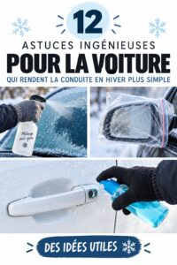 Un véhicule garé sur un chemin enneigé, prêt pour la conduite hivernale, illustrant des astuces pratiques.