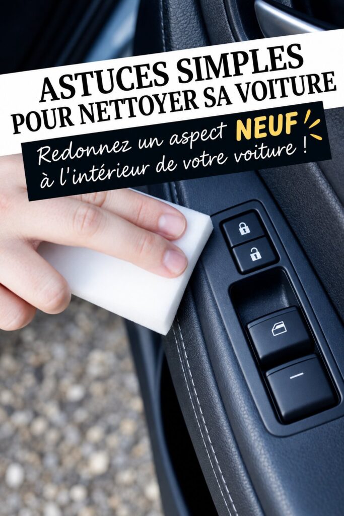 Intérieur d'une voiture bien nettoyé avec des surfaces brillantes.