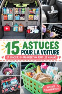 Intérieur d'une voiture familiale bien organisé avec des compartiments de rangement