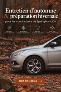 Femme effectuant l'entretien de son véhicule pour l'hiver.