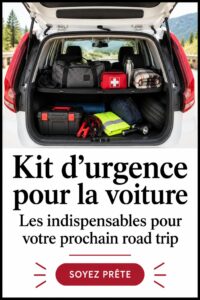 Kit d'urgence auto bien organisé prêt pour un road trip