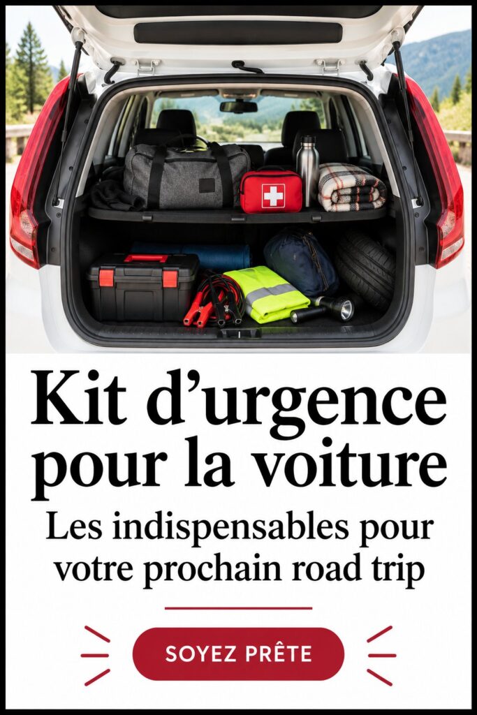 Kit d'urgence auto bien organisé prêt pour un road trip