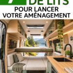 Un campervan avec un lit bien aménagé et des rangements pratiques.
