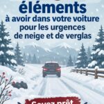 Une voiture équipée pour l'hiver avec des accessoires de sécurité sur le toit.