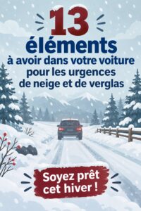 Une voiture équipée pour l'hiver avec des accessoires de sécurité sur le toit.