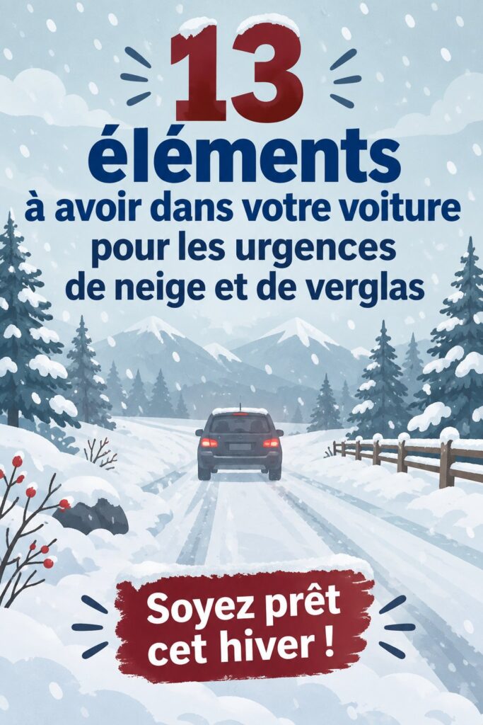 Une voiture équipée pour l'hiver avec des accessoires de sécurité sur le toit.