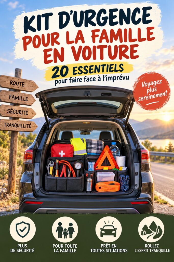 Kit de secours pour voiture avec divers éléments essentiels