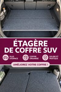 Un SUV avec un coffre bien organisé grâce à un meuble de coffre pratique.