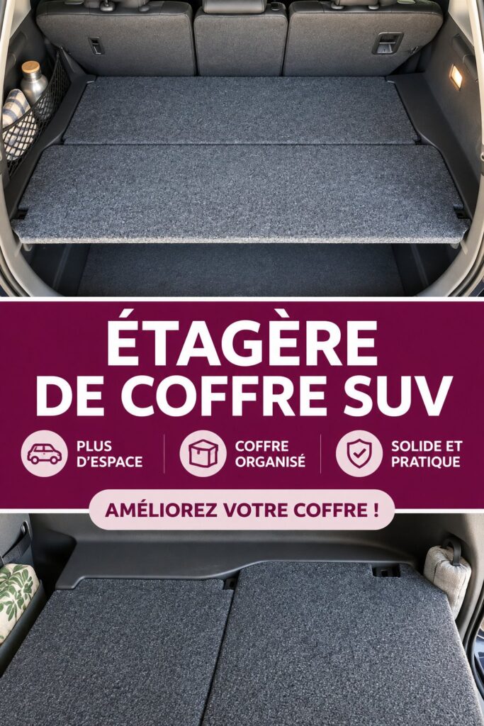 Un SUV avec un coffre bien organisé grâce à un meuble de coffre pratique.