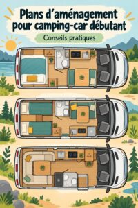 Plan de sol fonctionnel pour un van aménagé, optimisé pour le confort.