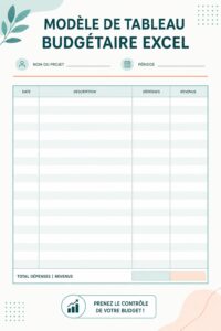 Capture d'écran d'un modèle de budget Excel bien organisé.