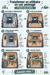 Fourgon aménagé en van avec un espace de vie confortable