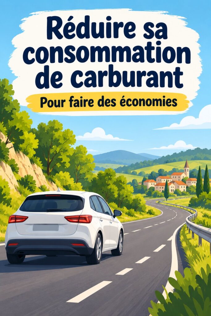 Image d'un véhicule stationné avec une économie de carburant en arrière-plan