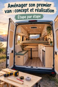 VW T5 aménagé pour un espace de travail et de loisirs