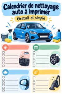Calendrier d'entretien pratique pour voiture, avec des outils d'organisation.