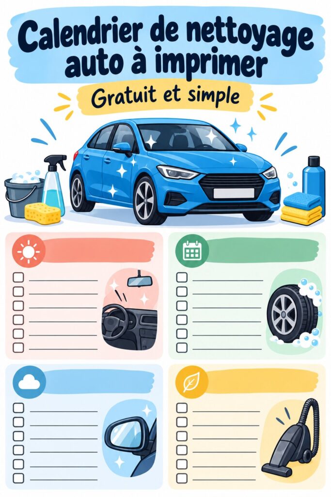 Calendrier d'entretien pratique pour voiture, avec des outils d'organisation.