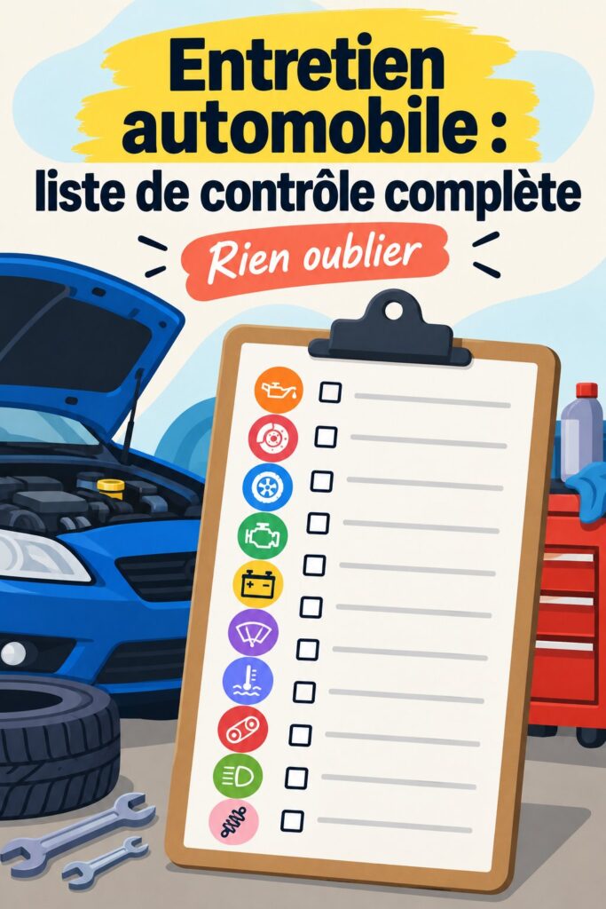 Femme vérifiant l'entretien de son véhicule professionnel avec une checklist.
