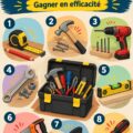Femme utilisant des outils de bricolage dans son garage.