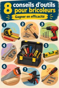 Femme utilisant des outils de bricolage dans son garage.