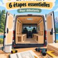 Un van en cours de conversion avec des matériaux d'aménagement à l'intérieur