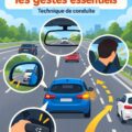 Femme au volant qui change de voie en toute sécurité.