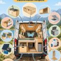 Un Ford Transit aménagé avec un kit DIY, prêt pour l'aventure.