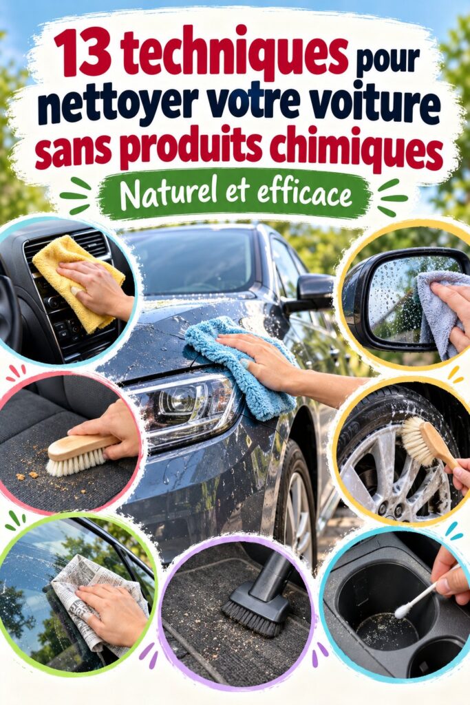 Intérieur d'une voiture propre, nettoyé sans produits chimiques, montrant un espace accueillant et naturel.