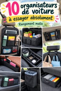 Intérieur de voiture bien organisé avec des rangements pratiques.